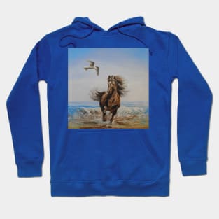 Horse Seagull Beach Freedom Hoodie